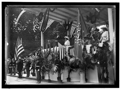 PREPAREDNESS PARADE. REVIEWING STAND. PRESIDENT AND MRS. WILSON; SECRETARY AND MRS. LANSING; MRS. McADOO; GUDE; KAUFFMANN, ETC. IN THE VARIOUS VIEWS LCCN2016867398