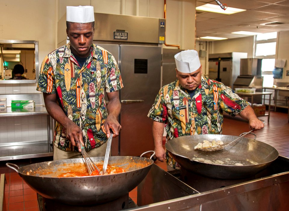 Preparing for the Edward F. Ney Memorial Award for food excellence 130808-N-WX059-101