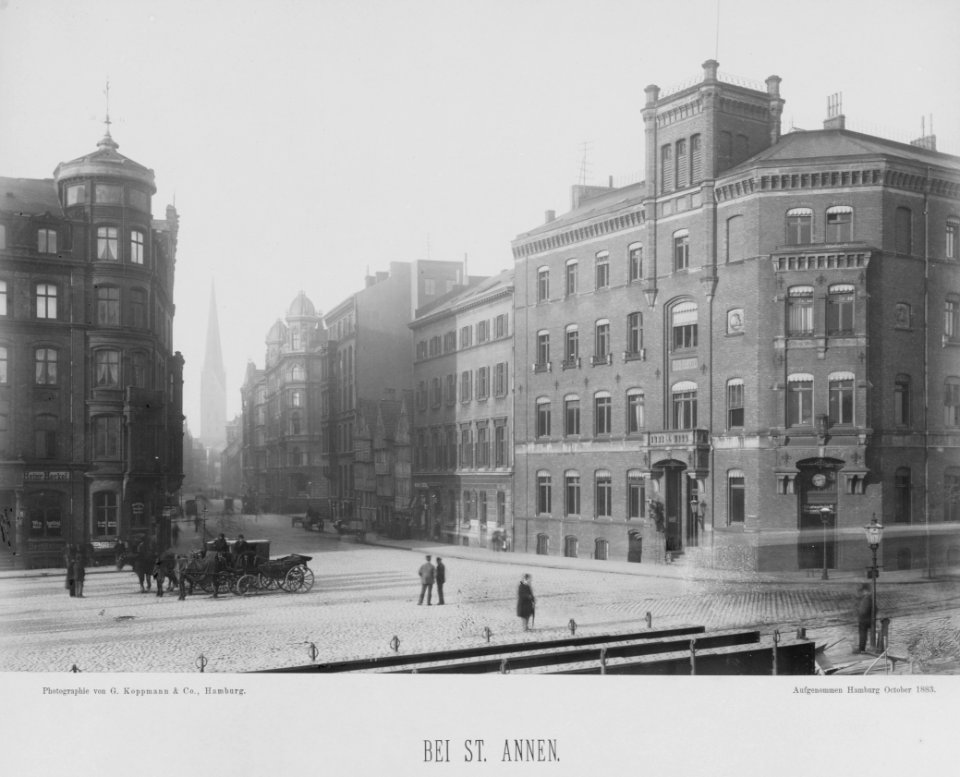 PPN799327638 Hamburg 1883 Kehrwieder von der Hellenenbrücke aus gesehen (1883)