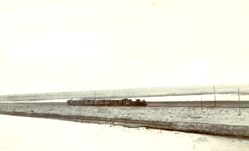 Pre-WWI photo of an Egyptian Delta Light Railways, close to the Suez Canal, with a Krauss 2-4-0 steam locomotive
