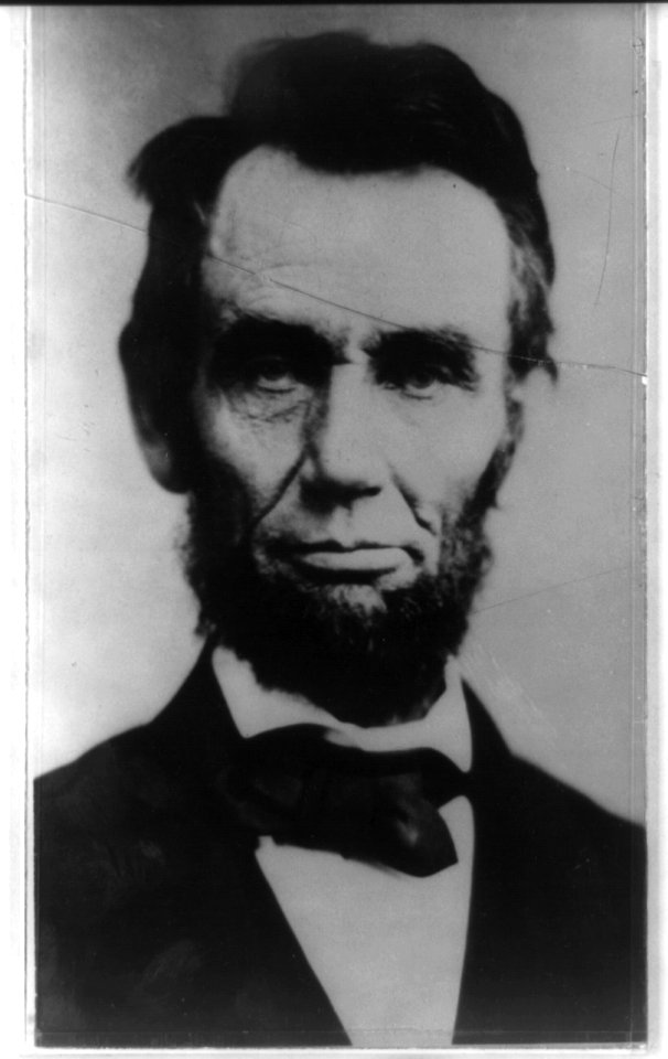 President Abraham Lincoln, head-and-shoulders portrait, facing front LCCN2013649739