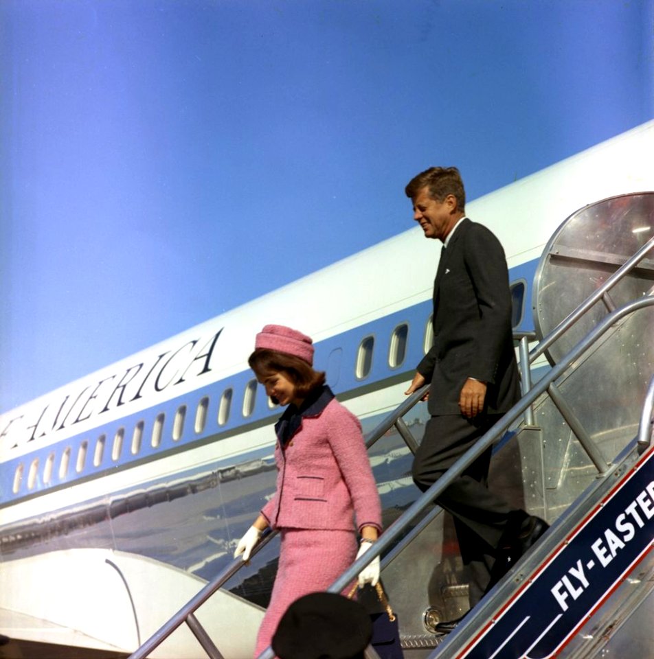 President and Mrs Kennedy deplane from Air Force One (3083217259)