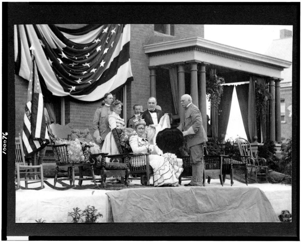 President and Mrs. McKinley on reviewing stand at Plattsburgh Barracks, N.Y. - Woodward, Plattsburgh, N.Y. LCCN90710053