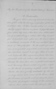 President Abraham Lincoln's Thanksgiving Day Proclamation of October 3, 1863 (Presidential Proclamation 106)- 10-03-1863 (page 1 of 3) (4131303701)