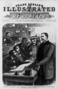 President Arthur registering as a voter at the Registration Office, No. 402 Third Avenue, New York City LCCN2005680839