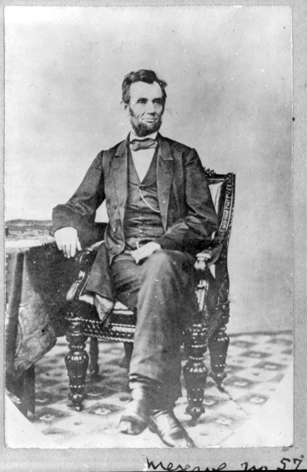 President Abraham Lincoln, full-length portrait, seated and facing front LCCN2013646321