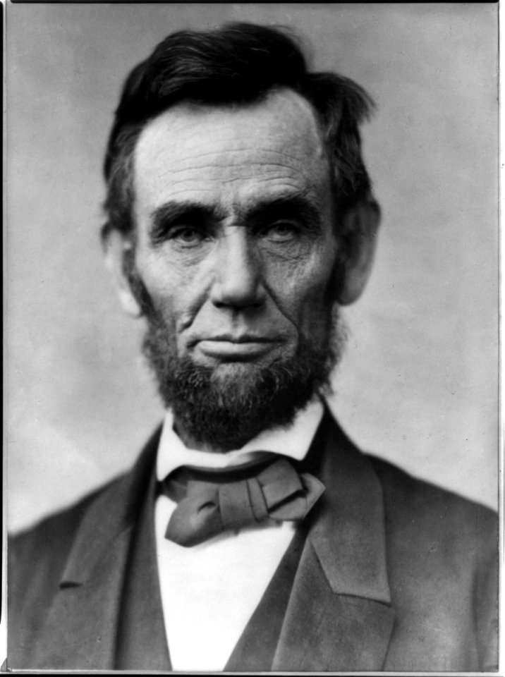 President Abraham Lincoln, head-and-shoulders portrait, facing front LCCN2013649738