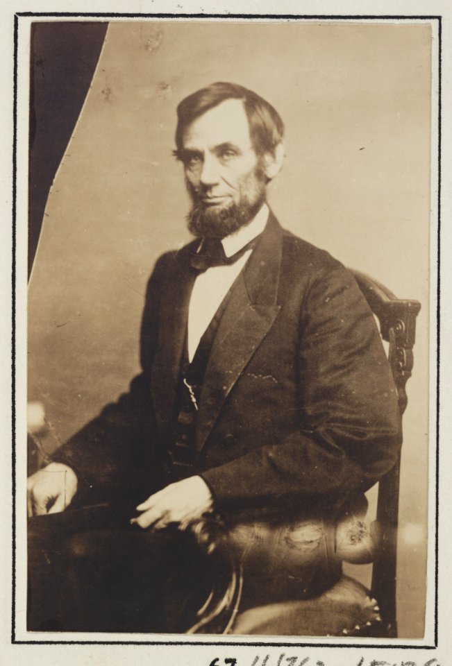 President Abraham Lincoln, three-quarter length portrait, seated, May 16, 1861 LCCN2009630687