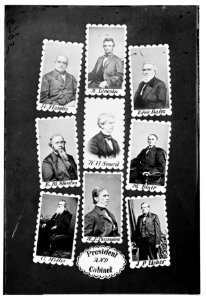 President and Cabinet- H. Hamlin, A. Lincoln, Edw'd Bates, E.M. Stanton, W.H. Seward, M. Blair, G. Welles, W.P. Fessenden, and J.P. Usher LOC cwpb.07614