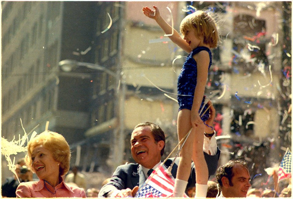 President and Mrs. Nixon in a ticker-tape parade - NARA - 194454