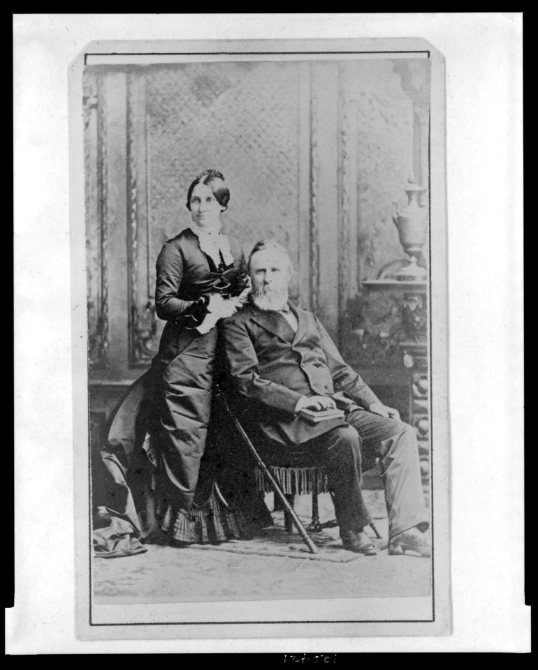 President and Mrs. Rutherford B. Hayes (Lucy Webb Hayes), full-length portrait, looking slightly left LCCN2004678576