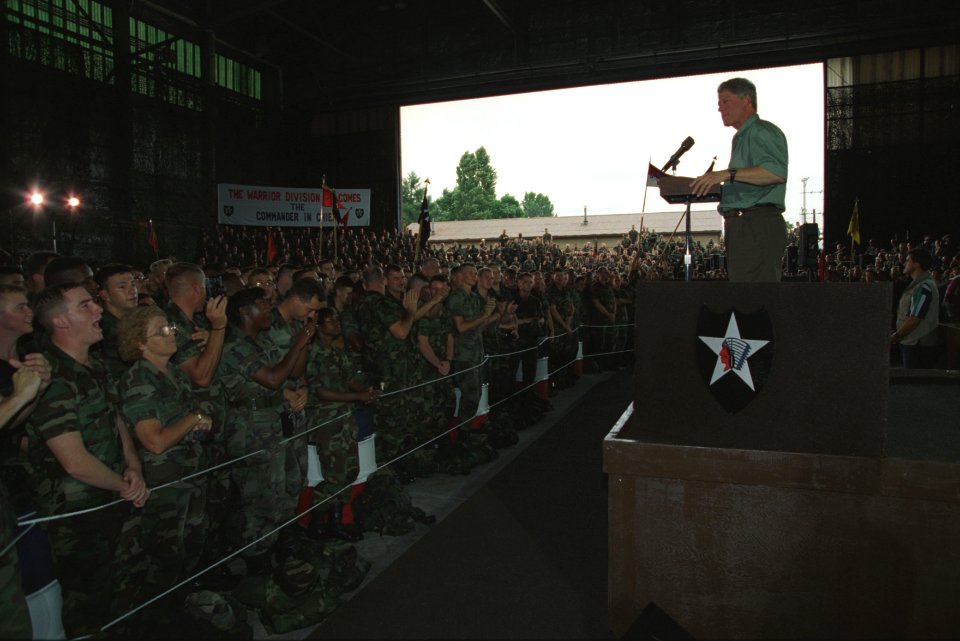 President Bill Clinton Addressing Troops at Camp Casey in South Korea