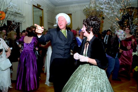 President Bill Clinton and Hillary Clinton dressed as James and Dolly Madison photo