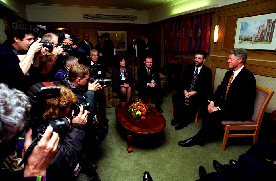 President Bill Clinton visits Queen's University in Belfast