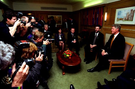 President Bill Clinton visits Queen's University in Belfast
