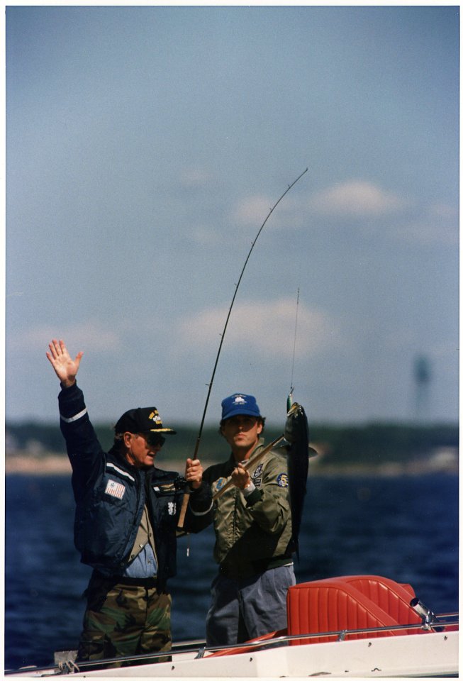 President Bush goes fishing with his son Marvin Bush in Kennebunkport, Maine - NARA - 186398