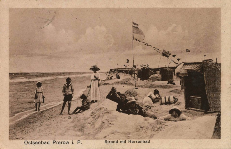 Prerow (Darß), Mecklenburg-Vorpommern - Strand mit Herrenbad (Zeno Ansichtskarten)