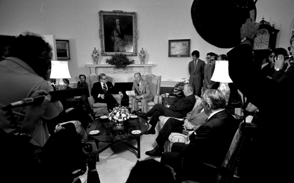 President Gerald Ford participates in a ceremony to receive the Report of the Commission on CIA Activities within the United States