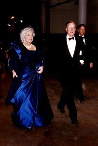 President George H. W. Bush and Mrs. Barbara Bush Attend the Inaugural Ball at the DC Armory