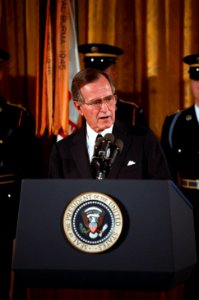 President George H. W. Bush presented a posthumous Medal of Honor to the sisters of Corporal Freddie Stowers