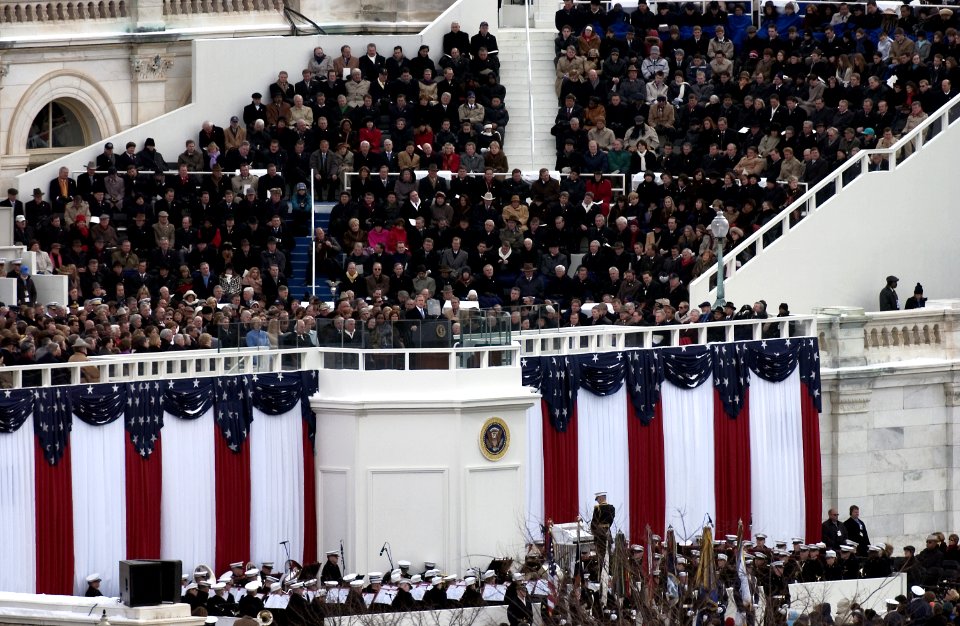 President George W. Bush delivers his inaugural address during the 2005 Presidential Inauguration