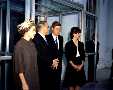 President John F. Kennedy and First Lady Jacqueline Kennedy with Prime Minister of Greece Konstantine Karamanlis and Amalia Karamanlis (04) photo