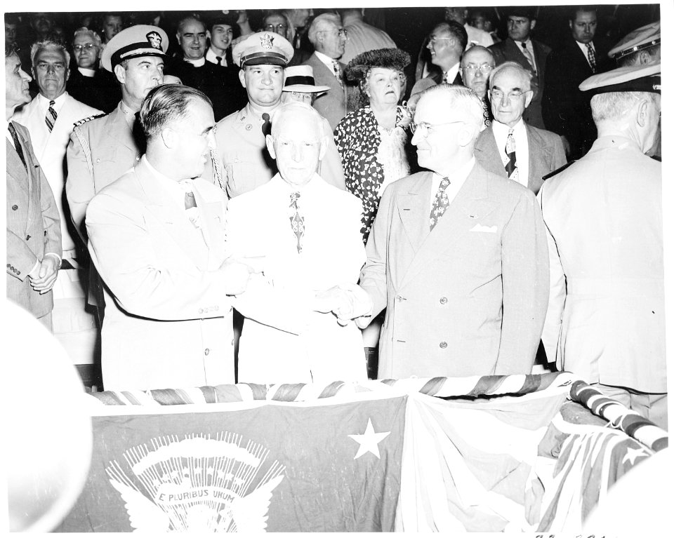 President Harry S. Truman attending a baseball game, Griffith Stadium, Washington, DC. A close-up of President Truman... - NARA - 199864