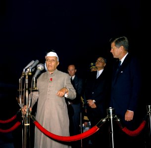 President John F. Kennedy Attends Arrival Ceremonies for Jawaharlal Nehru, Prime Minister of India (color)