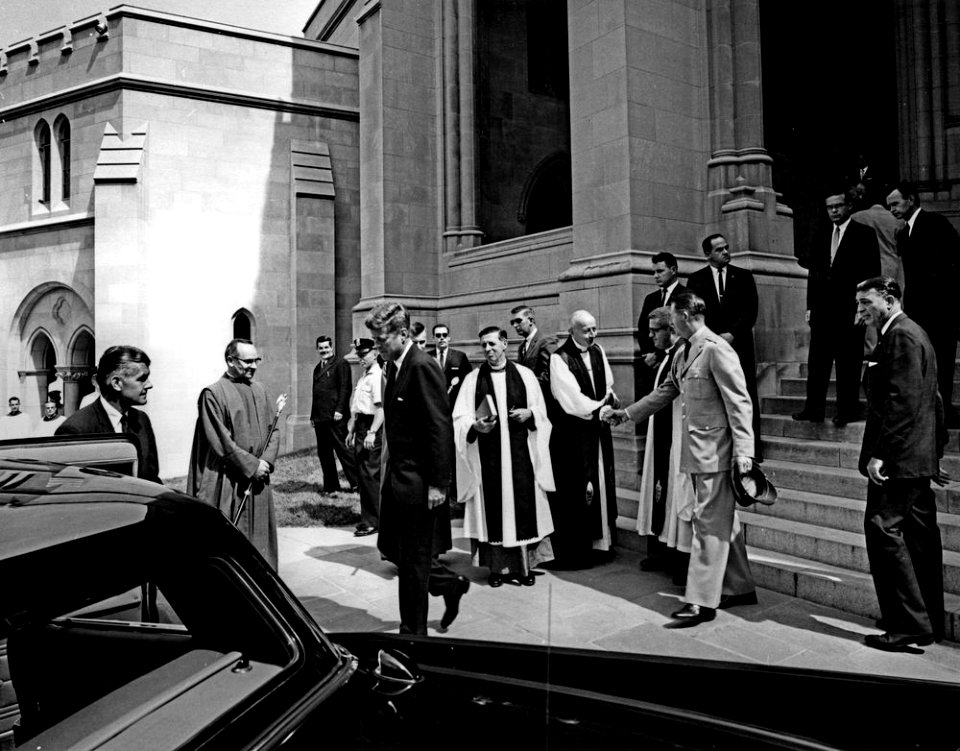 President John F. Kennedy Attends Memorial Services for Publisher and Businessman, Philip Graham