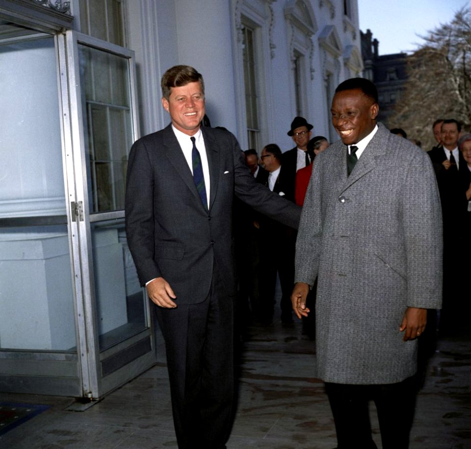 President John F. Kennedy Greets Prime Minister Cyrille Adoula of the Republic of the Congo (Leopoldville)