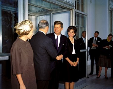 President John F. Kennedy and First Lady Jacqueline Kennedy with Prime Minister of Greece Konstantine Karamanlis and Amalia Karamanlis (02) photo