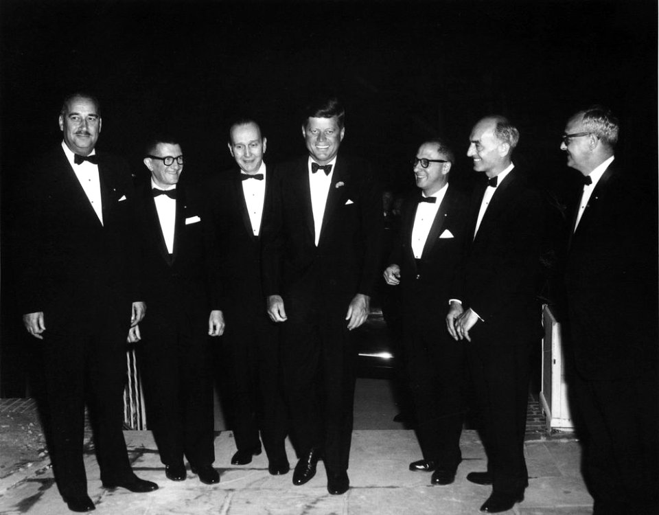 President John F. Kennedy and Guests at White House Correspondents and News Photographers Dinner JFKWHP-AR7186-G