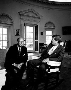 President John F. Kennedy meets with Adlai E. Stevenson