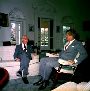 President John F. Kennedy Meets with Ambassador of Canada, Arnold (A.D.P.) Heeney (02) photo