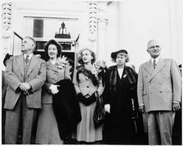 President and Mrs. Harry S. Truman, Vice President-elect Alben W. Barkley, Mrs. Max Truitt, and Margaret Truman... - NARA - 199950 photo