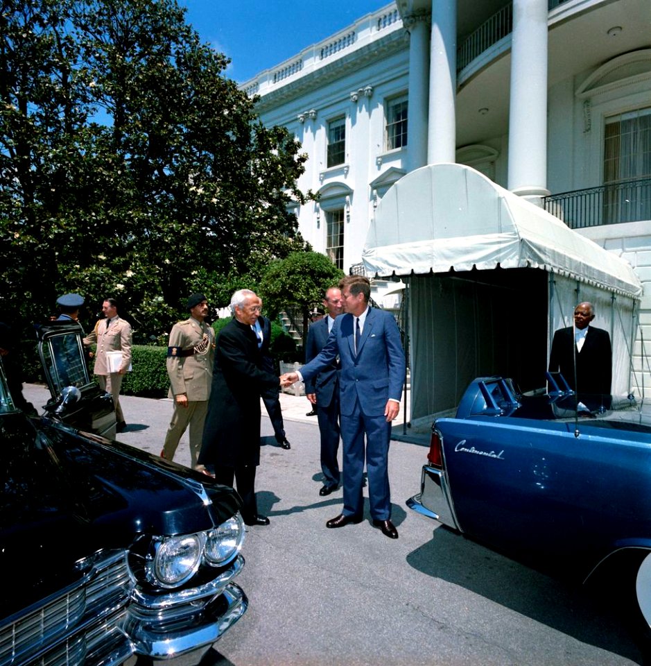 President John F. Kennedy Greets President Dr. Sarvepalli Radhakrishnan of India Before Motorcade