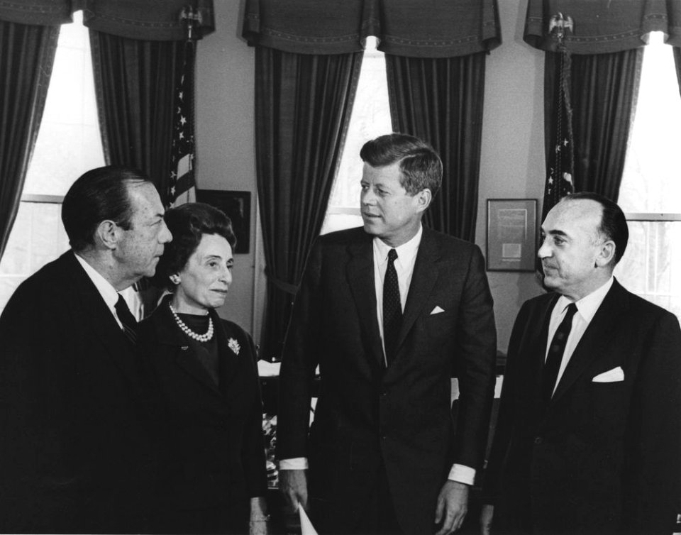 President John F. Kennedy Meets with Planning Group for New York's Birthday Salute to the President JFKWHP-AR7140-A