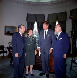 President John F. Kennedy Meets with Planning Group for New York's Birthday Salute to the President JFKWHP-KN-C20811 photo