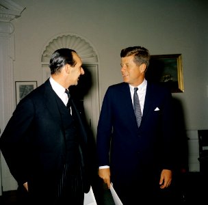 President John F. Kennedy meets with the Ambassador of Great Britain, Sir David Ormsby-Gore