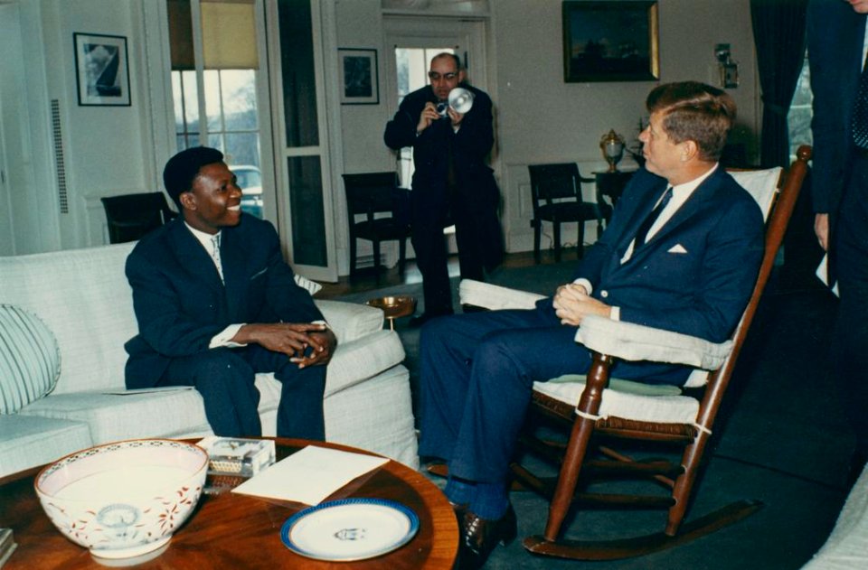 President John F. Kennedy meets with the Ambassador of the Central African Republic, Jean-Pierre Kombet