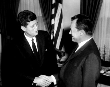 President John F. Kennedy Meets with the Mayor of West Berlin, Willy Brandt photo
