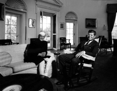 President John F. Kennedy with Minister of Finance of India, Morarji Desai