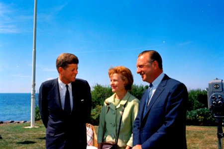 President John F. Kennedy with Walter Cronkite and His Wife, Mary Elizabeth Maxwell Cronkite, at Squaw Island