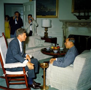 President John F. Kennedy with Nguyễn Đình Thuận, Vietnamese Secretary of State in Charge of Security Coordination (02) photo