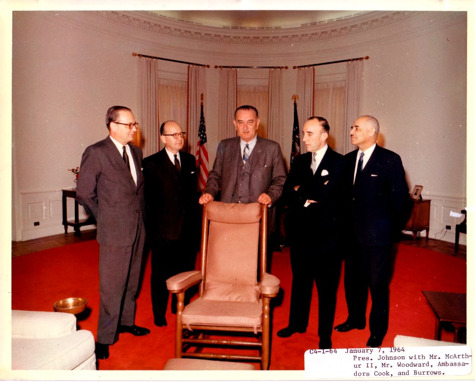 President Johnson with officials 1964