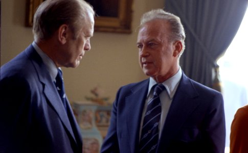 President Gerald Ford meeting with Israeli Prime Minister Yitzhak Rabin photo