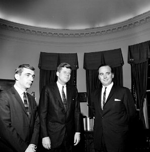 President John F. Kennedy with Rupert Murdoch and Zell Rabin