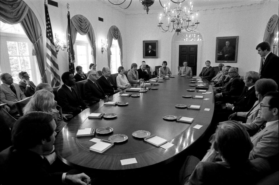President Gerald R. Ford Meeting with the President's Commission on Olympic Sports in the Cabinet Room 1975-09-09