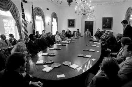 President Gerald R. Ford Meeting with the President's Commission on Olympic Sports in the Cabinet Room 1975-09-09