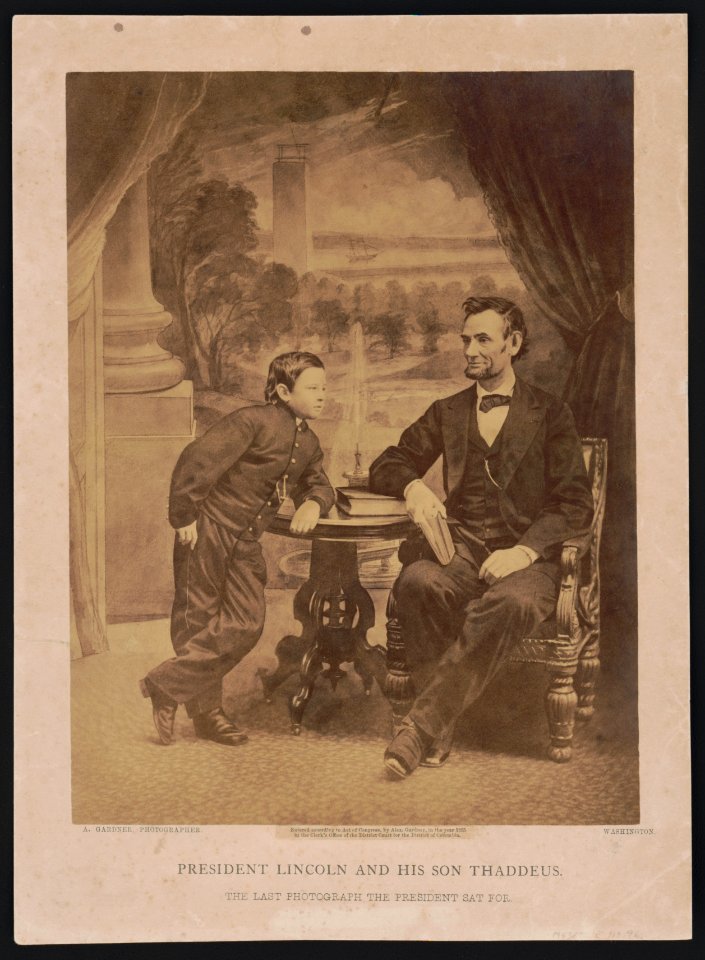 President Lincoln and his son Thaddeus. The last photograph the president sat for - A. Gardner, photographer, Washington. LCCN2002722770